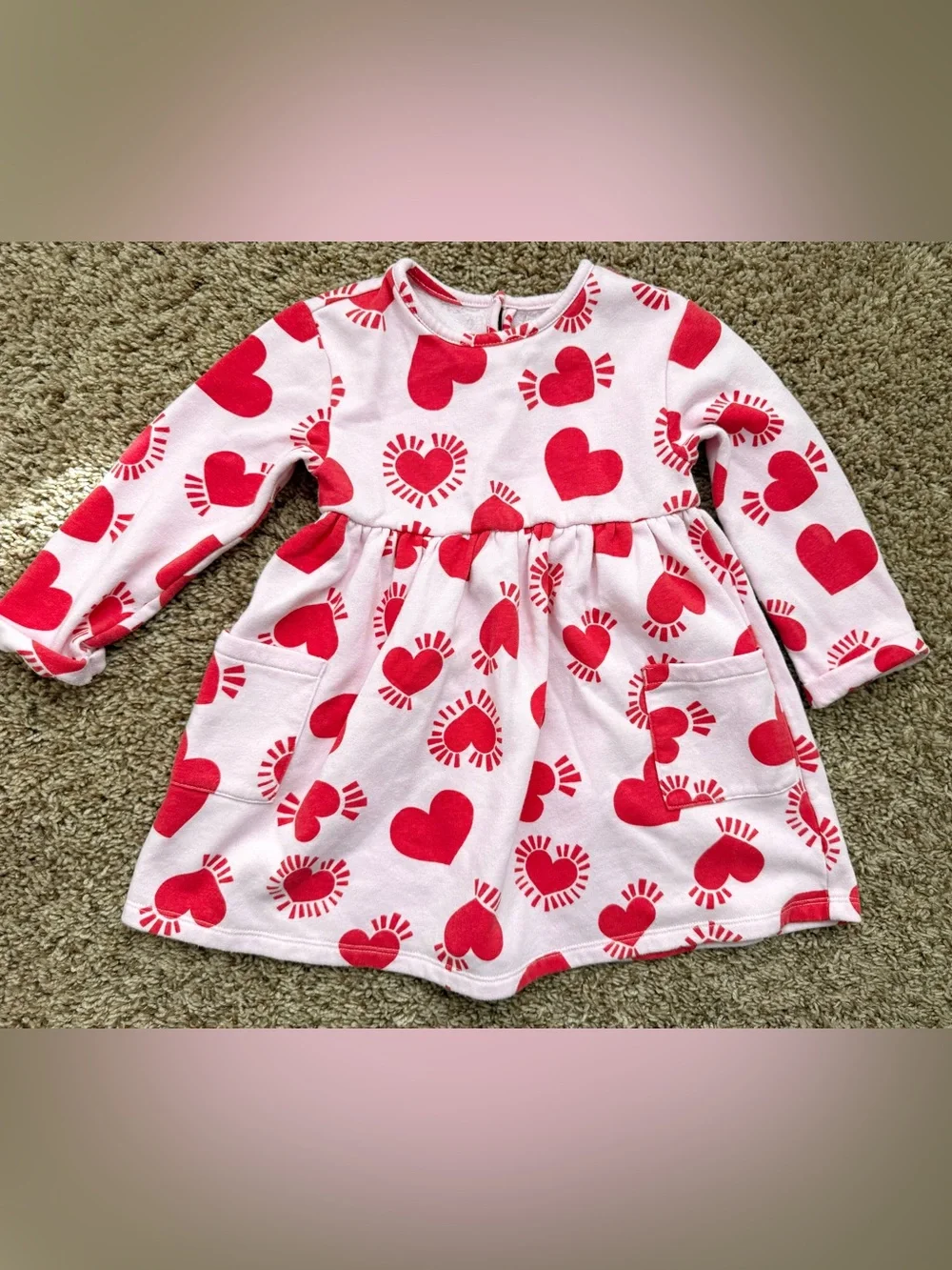 Old Navy Pink Heart Sweatshirt Dress Size 3T